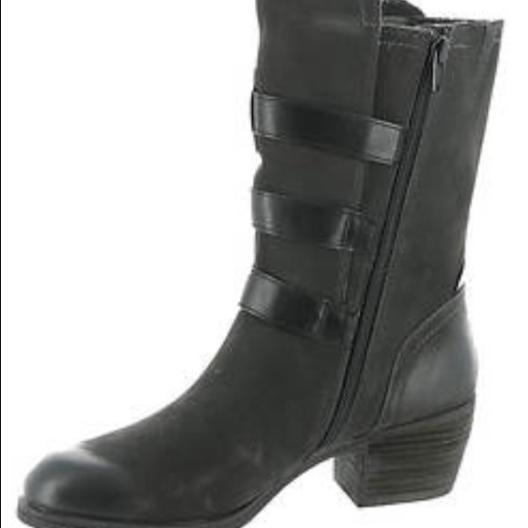 Cobb Hill Anisa 3 Buckle Black Leather Boots Mid Calf Height Size 7.5 🍁 - Picture 3 of 15